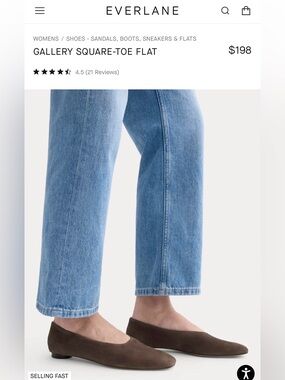 NEW Everlane Gallery Square-Toe Flat Deep Brown Suede Slip-On Loafers